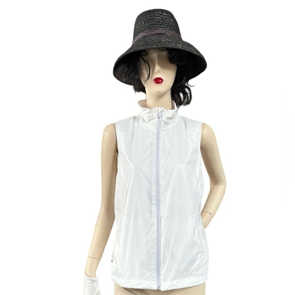 GAP Women White Vest Athletic Sweatshirt Women’s Zip Front Sleeveless Cardigan - Picture 2 of 11